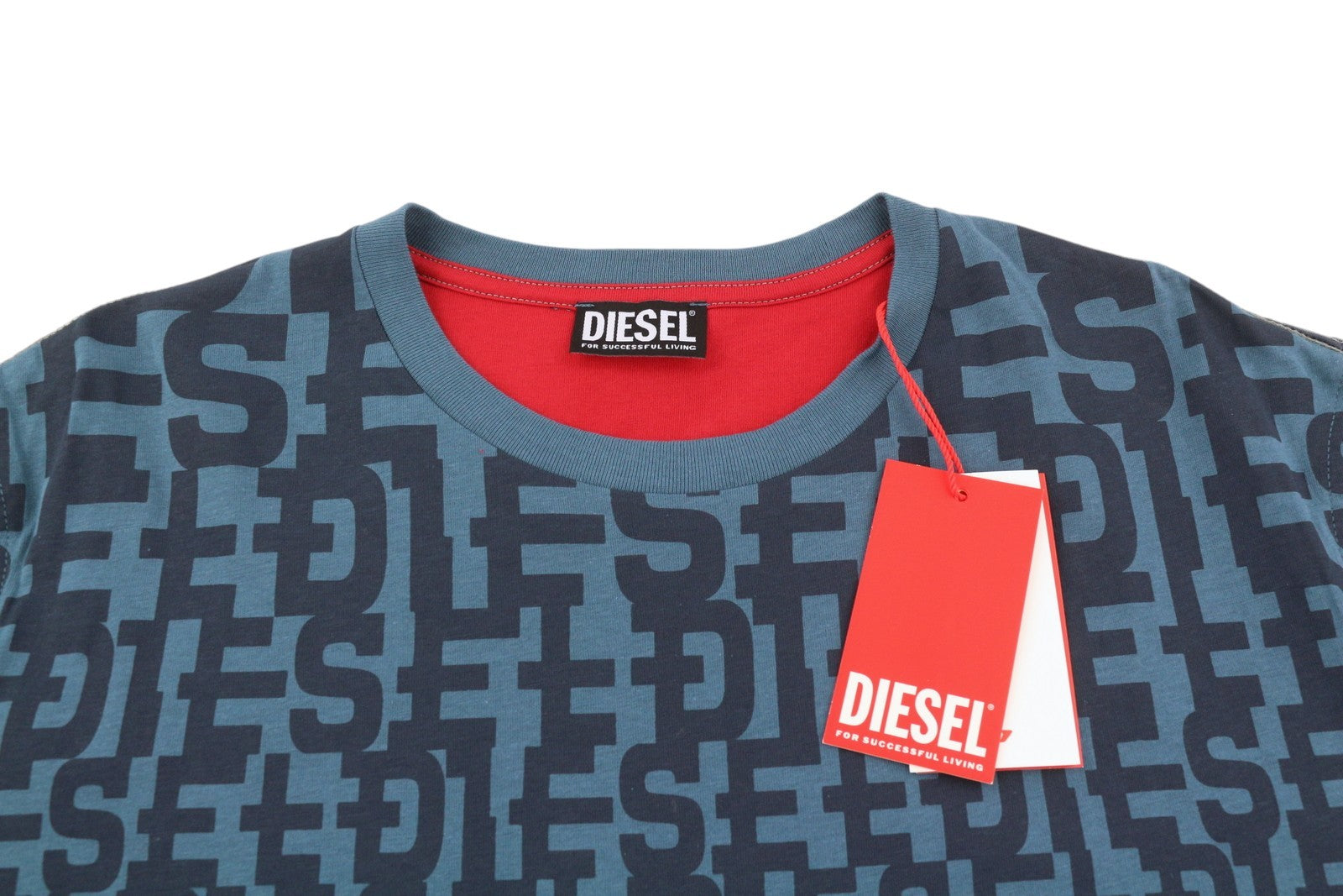 DIESEL T-Just-Mon Men T-Shirt M Blue Short Sleeved Crew Collar Tricot RRP€125