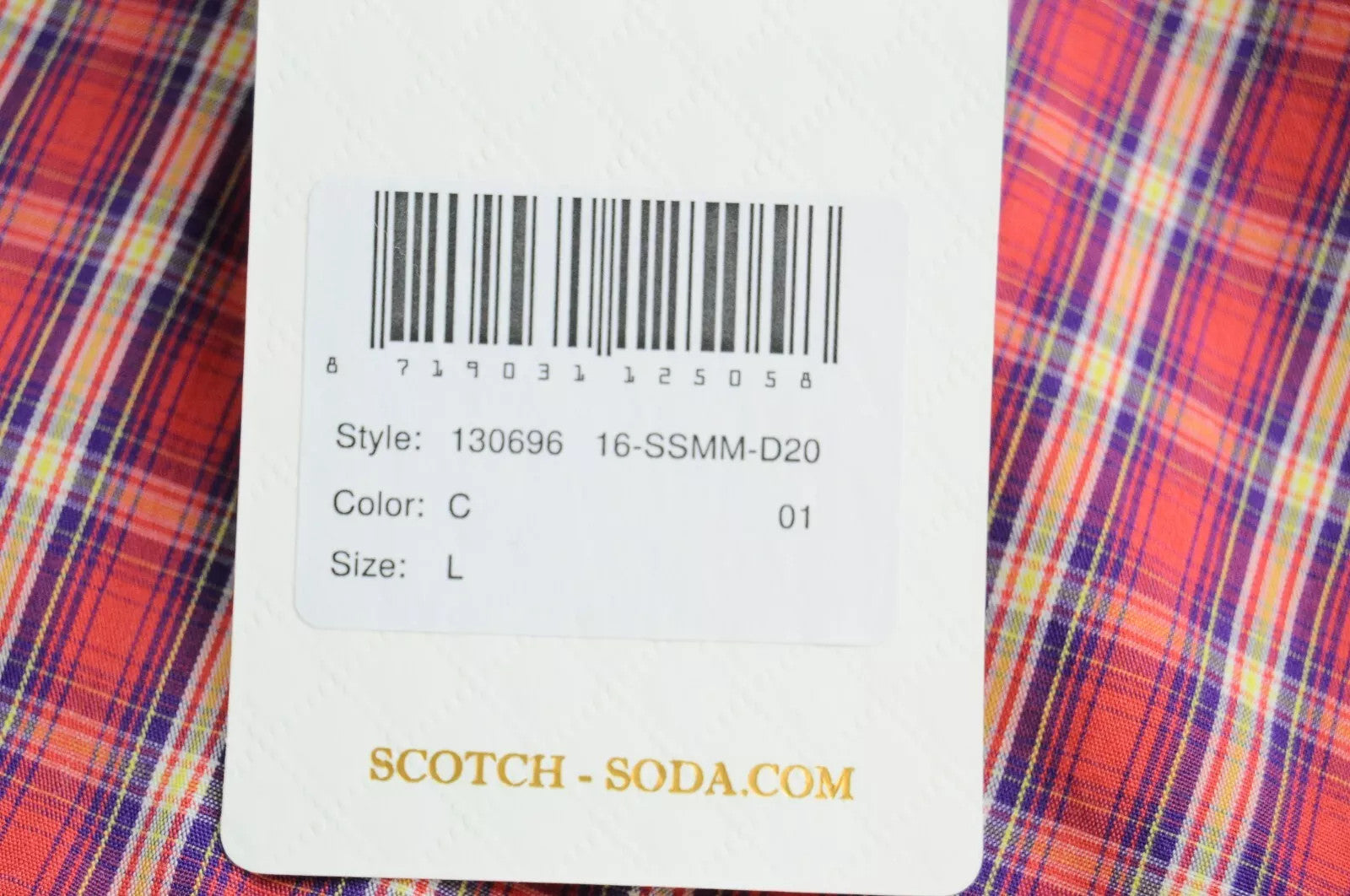 SCOTCH & SODA Men Shirt L Checkered Pink Melange Button Up Pure Cotton Classic