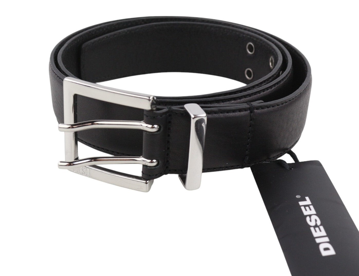 DIESEL B-Rock Men Belt 95 cm Black Genuine Leather Eyelet Detailed RRP€80