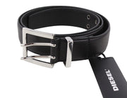 DIESEL B-Rock Men Belt 95 cm Black Genuine Leather Eyelet Detailed RRP€80