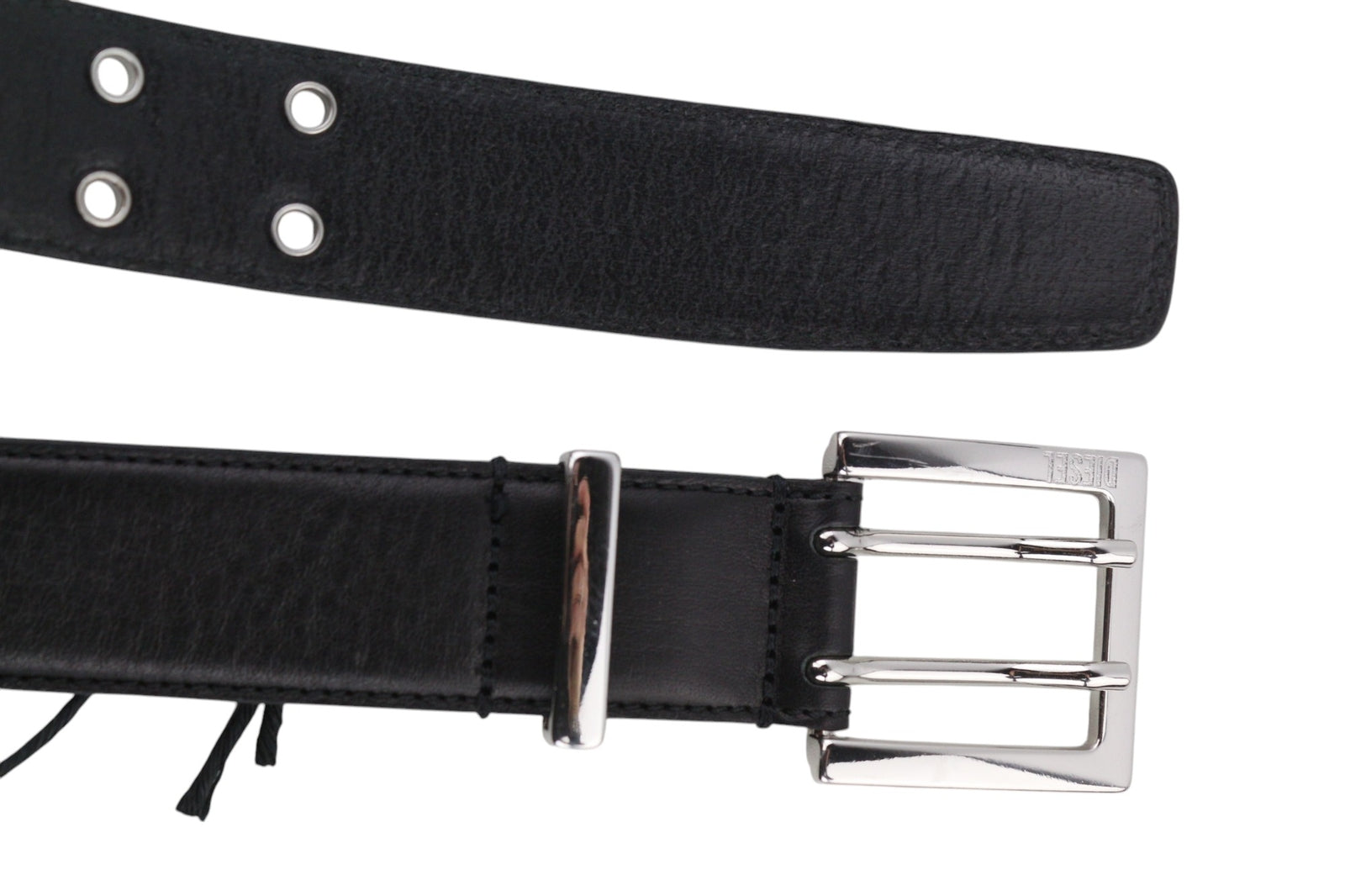 DIESEL B-Rock Men Belt 95 cm Black Genuine Leather Eyelet Detailed RRP€80