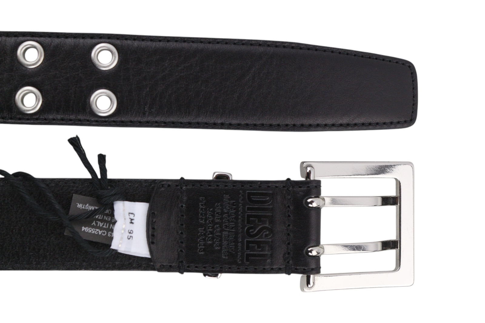DIESEL B-Rock Men Belt 95 cm Black Genuine Leather Eyelet Detailed RRP€80