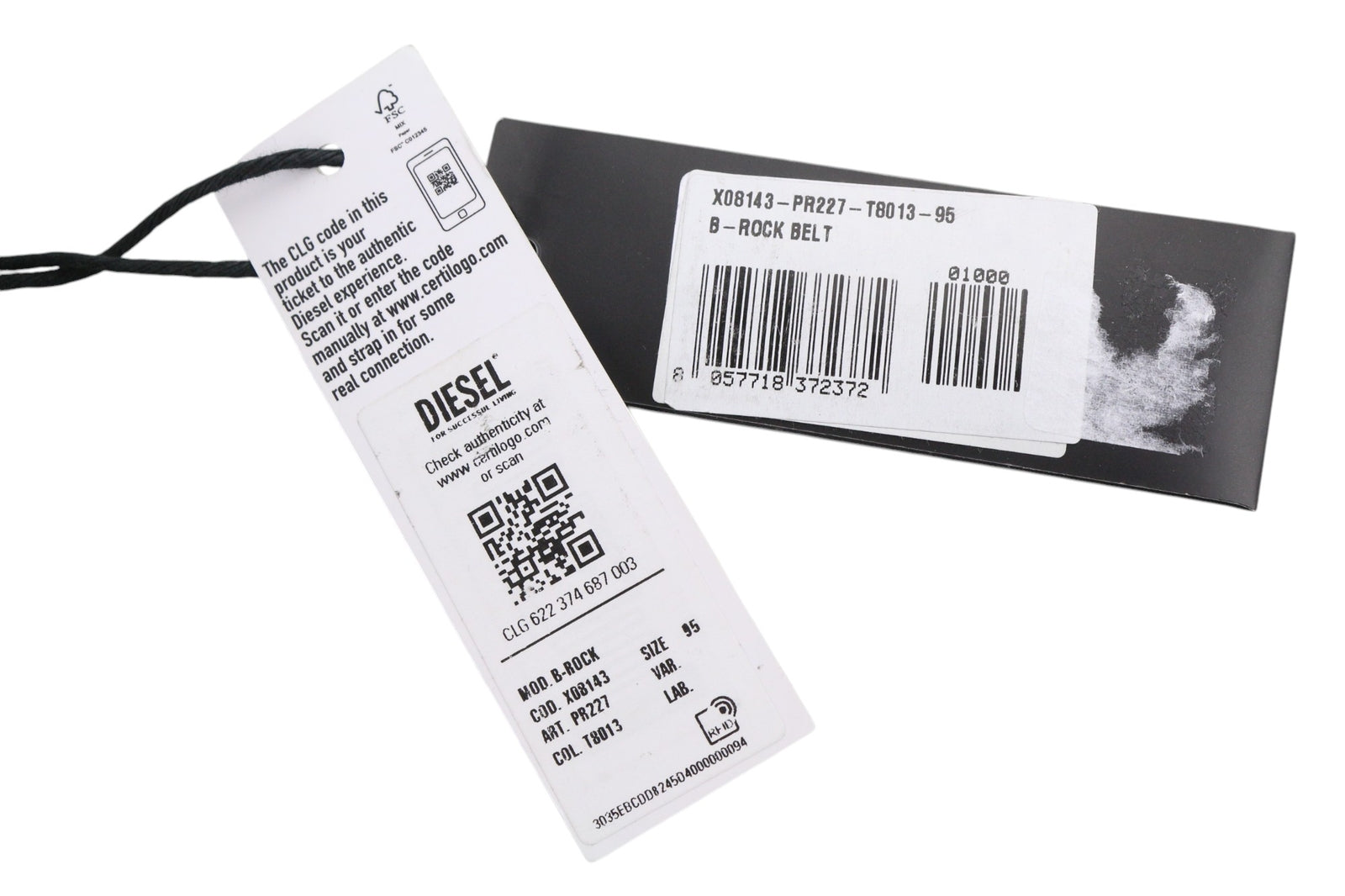 DIESEL B-Rock Men Belt 95 cm Black Genuine Leather Eyelet Detailed RRP€80