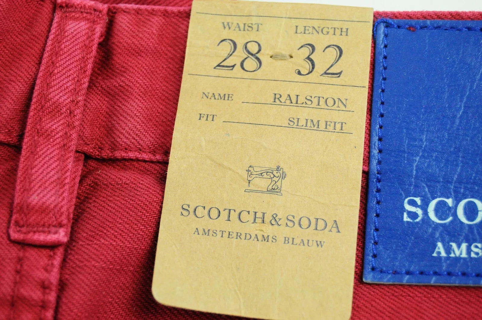 SCOTCH & SODA Ralston Men Jeans W28/L32 Jeans Bordeaux Red Classic Slim Buttoned