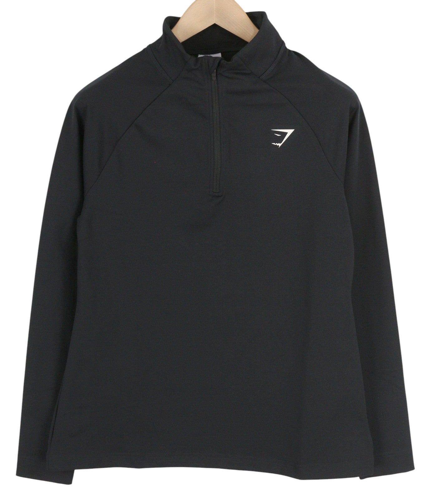 GYMSHARK B1A9R Women Sweatshirt L Black Long Sleeve Half Zip Stretch Training