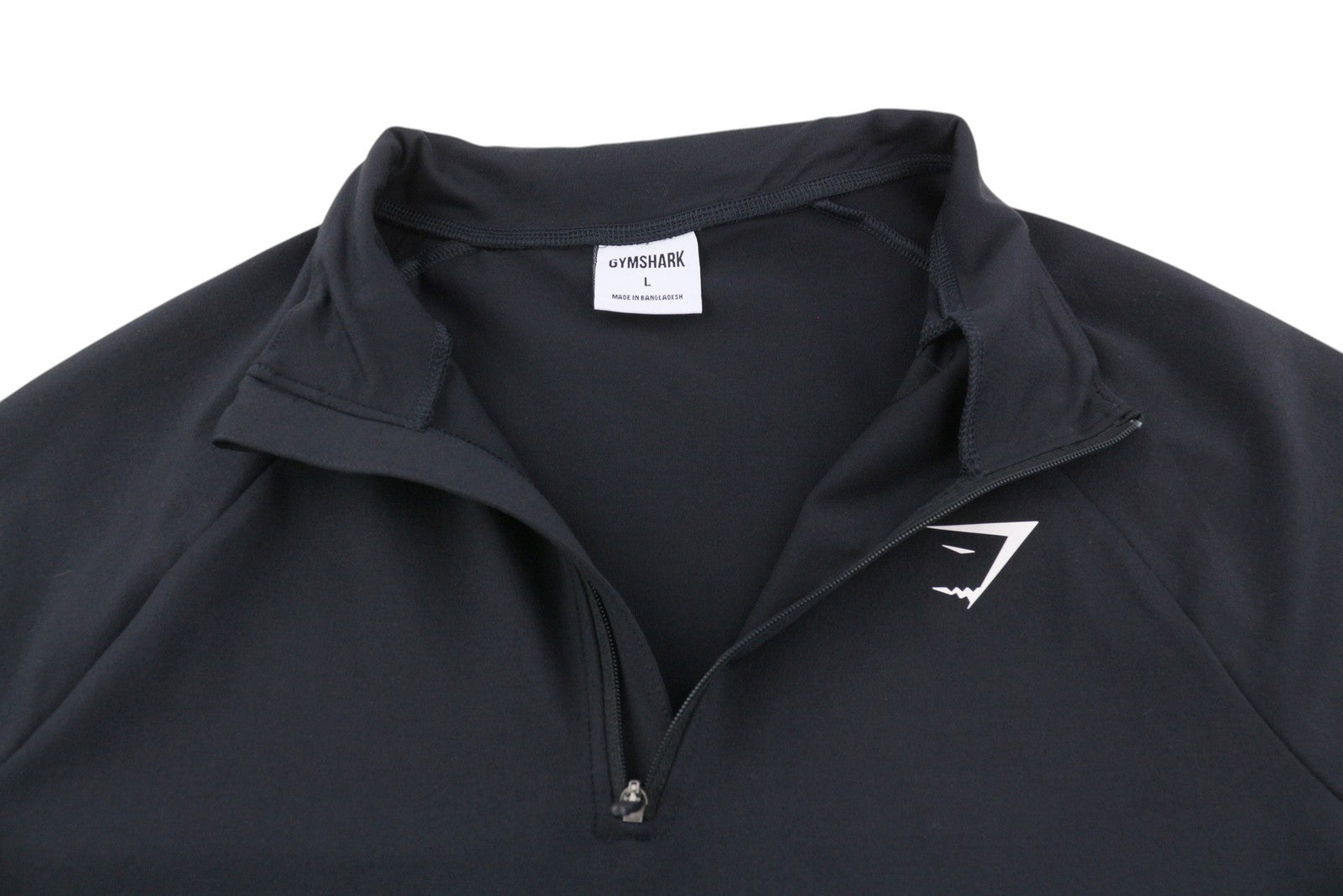 GYMSHARK B1A9R Women Sweatshirt L Black Long Sleeve Half Zip Stretch Training