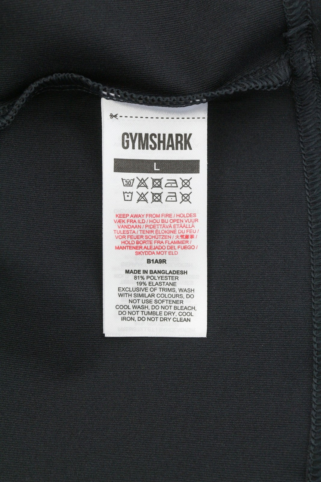 GYMSHARK B1A9R Women Sweatshirt L Black Long Sleeve Half Zip Stretch Training