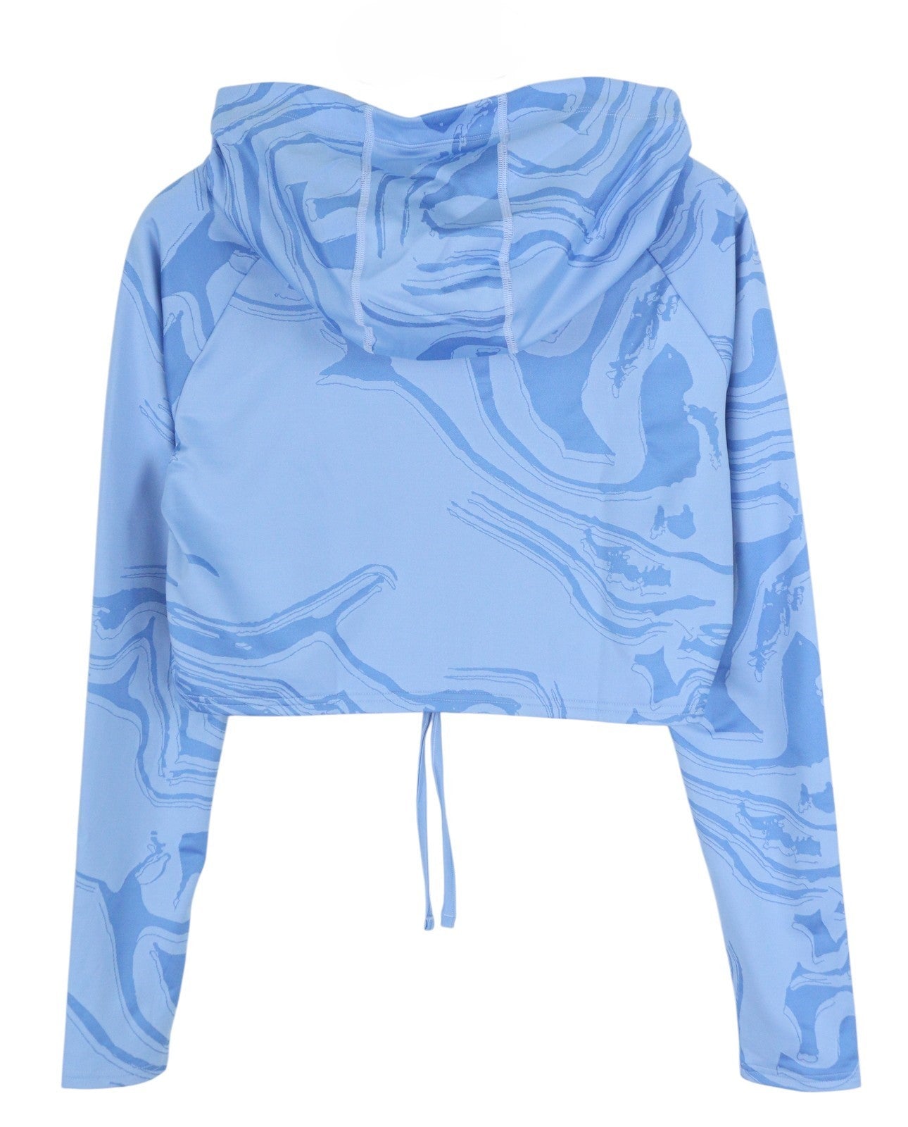 GYMSHARK Power Women Hoodie M Blue Long Sleeve Cropped Jacquard Breathable Logo
