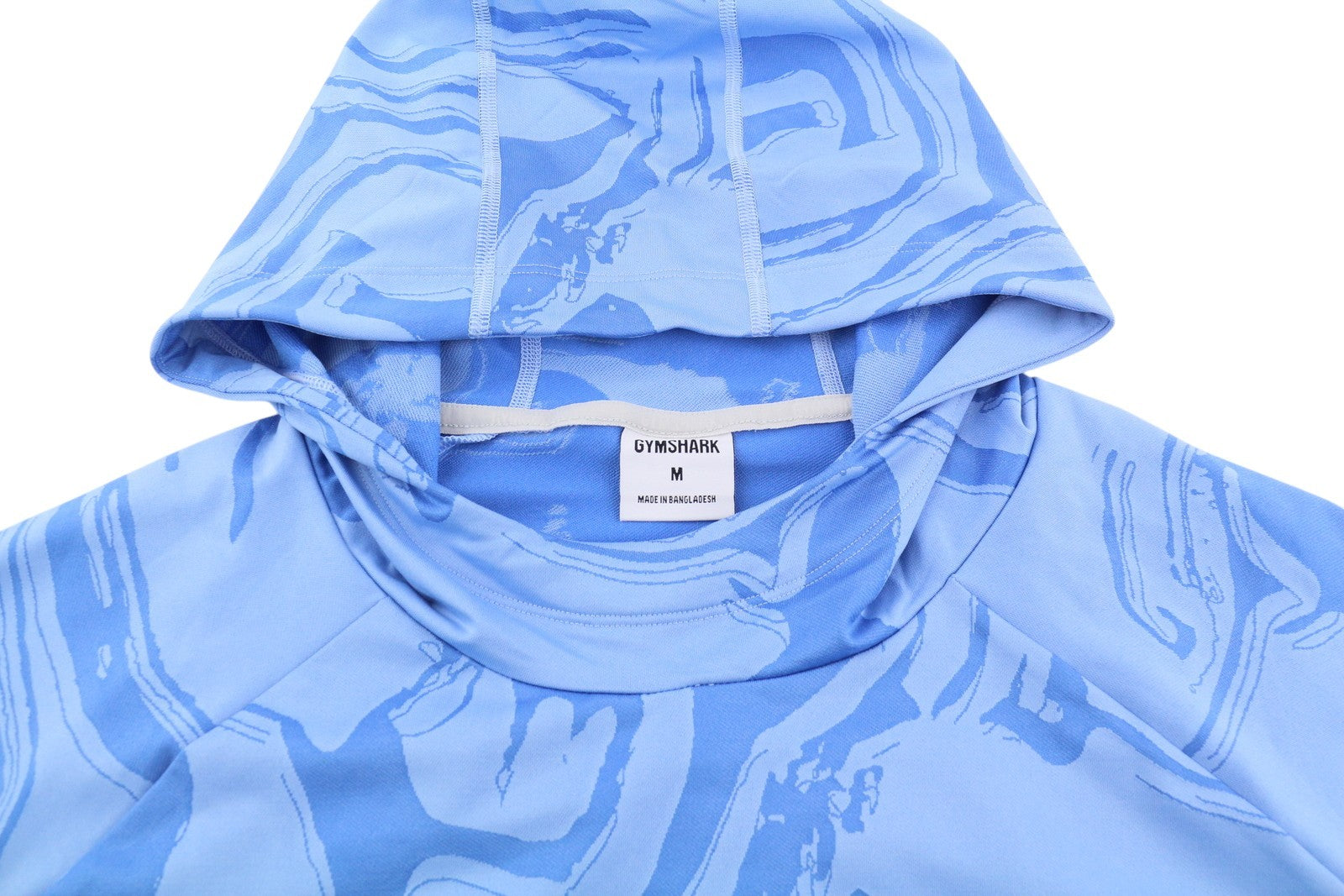 GYMSHARK Power Women Hoodie M Blue Long Sleeve Cropped Jacquard Breathable Logo