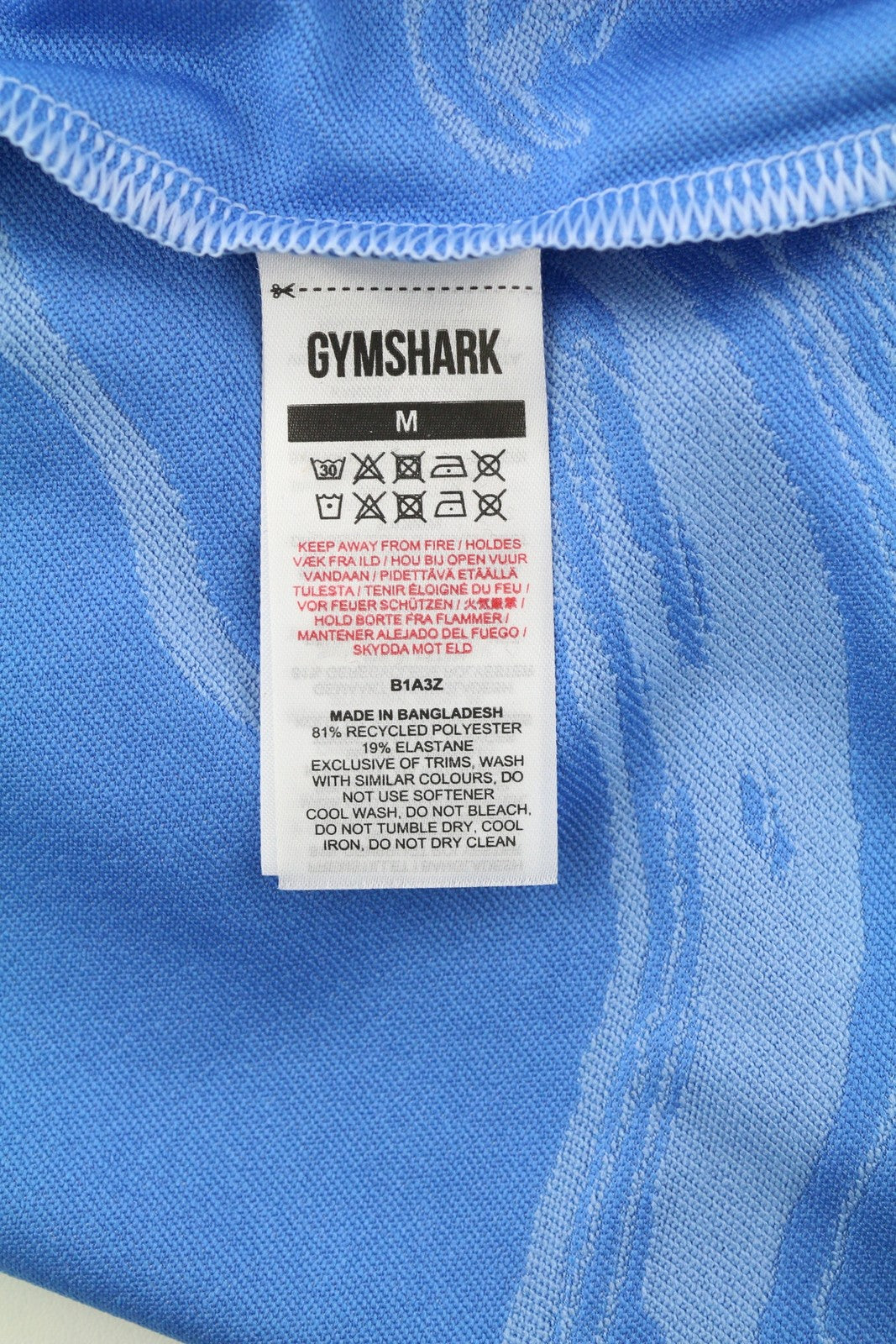 GYMSHARK Power Women Hoodie M Blue Long Sleeve Cropped Jacquard Breathable Logo