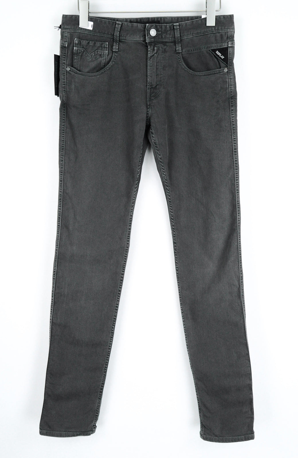 REPLAY Anbass Men W30/L34 Grey Slim Fit Jeans Cotton Stretch 5-Pocket Denim