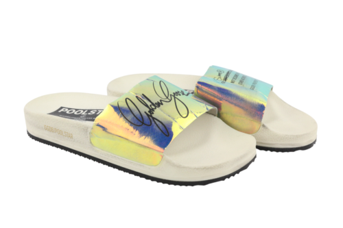 GOLDEN GOOSE Poolstar Women Slippers EU39 Shiny White Slip On Swimming Summer