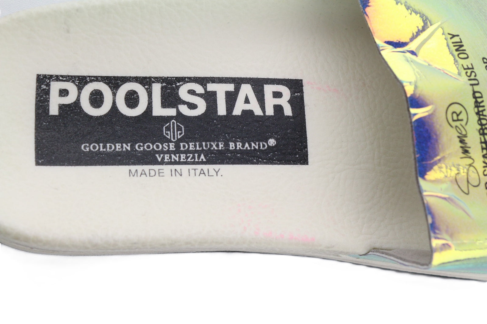 GOLDEN GOOSE Poolstar Women Slippers EU39 Shiny White Slip On Swimming Summer