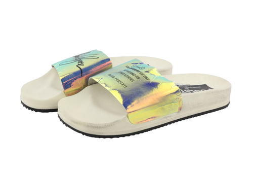 GOLDEN GOOSE Poolstar Women Slippers EU39 Shiny White Slip On Swimming Summer