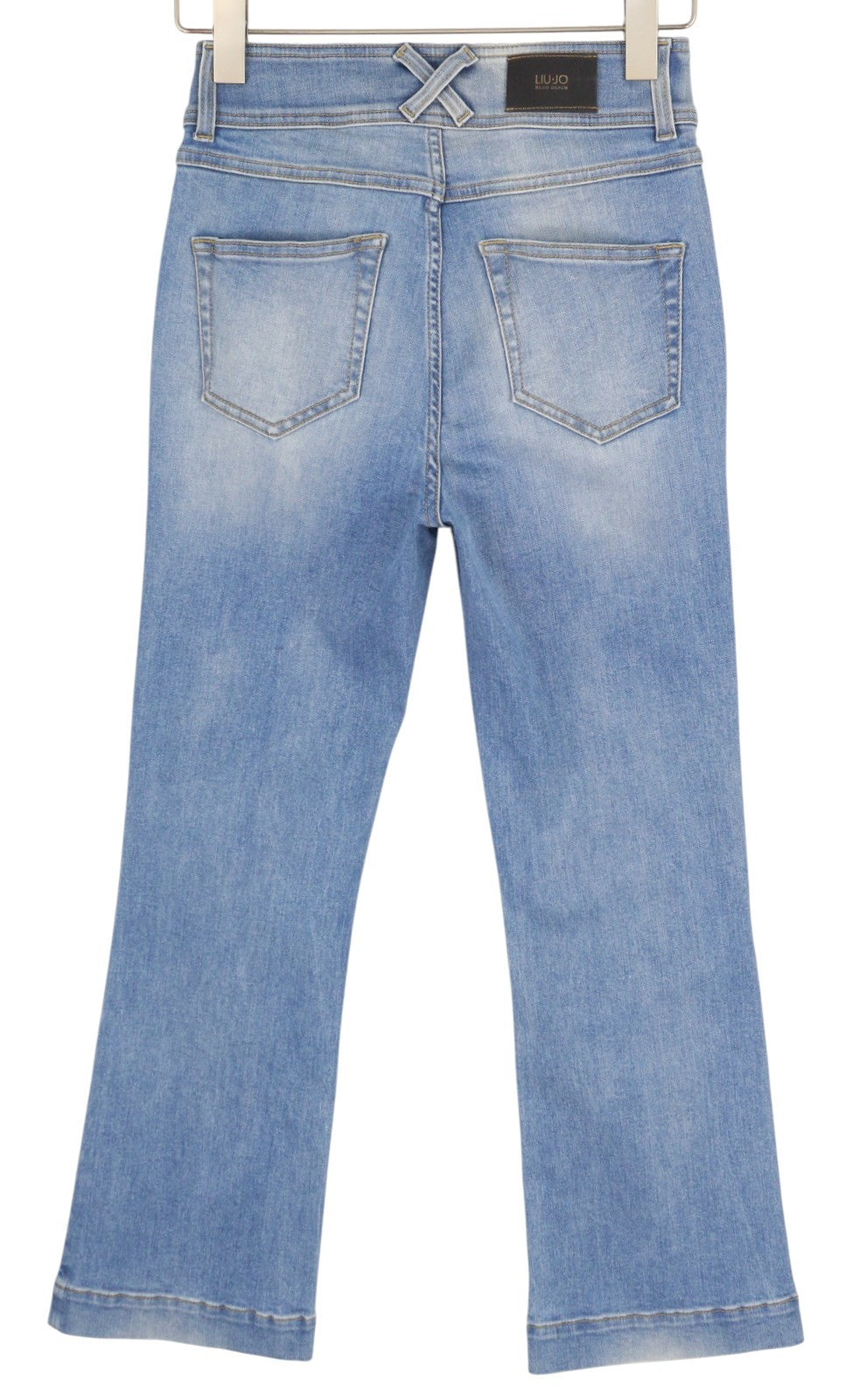 LIU JO Boot Cut Cropped Women Jeans W28 Washed Blue High Waist Denim Zip Fly