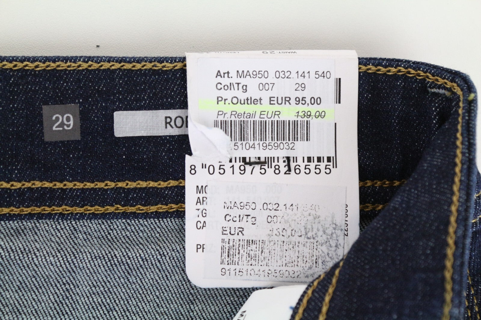 REPLAY Rob W29 L32 Blue Straight Taper Jeans Men's Stretch Cotton Denim