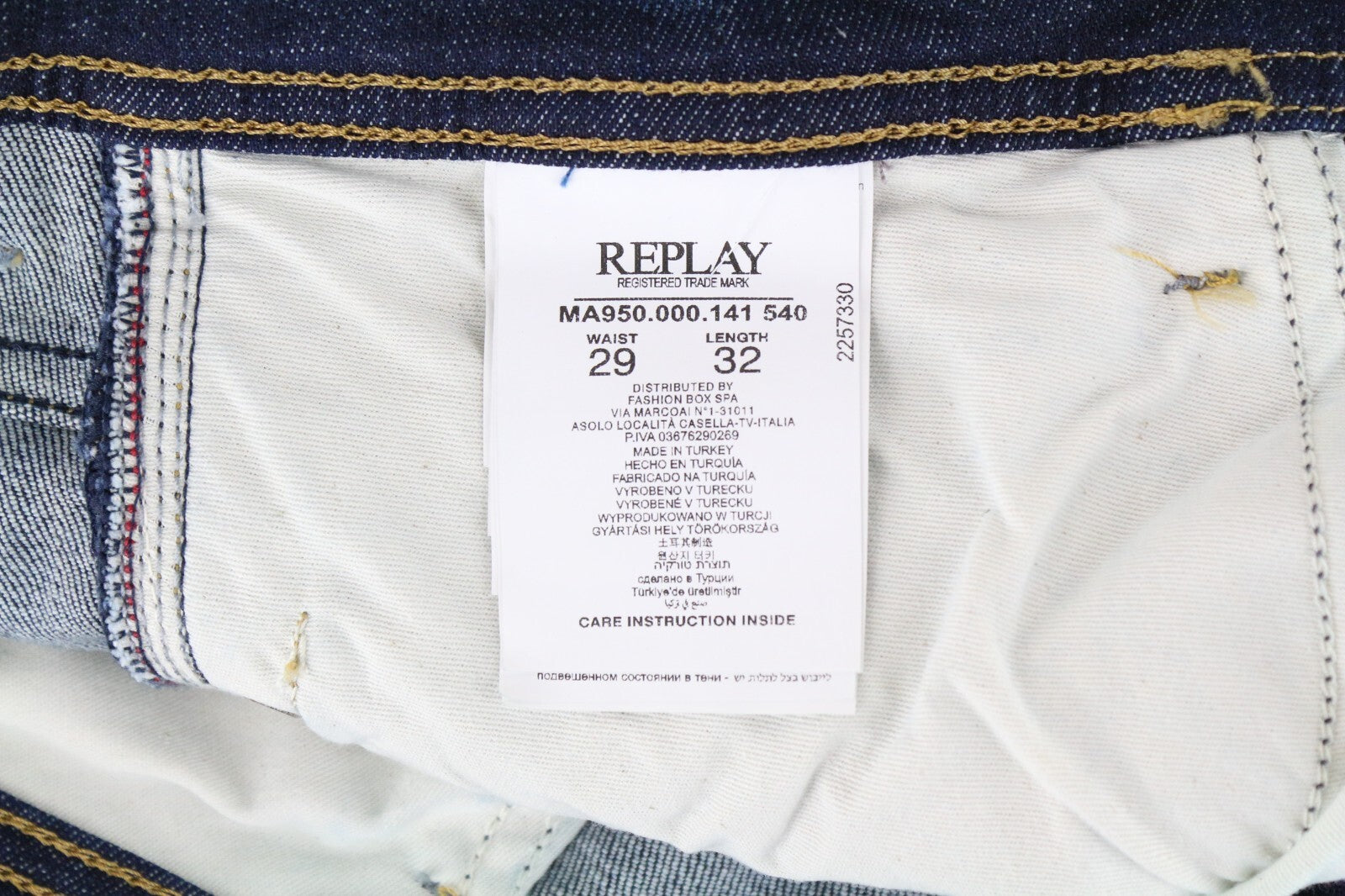 REPLAY Rob W29 L32 Blue Straight Taper Jeans Men's Stretch Cotton Denim