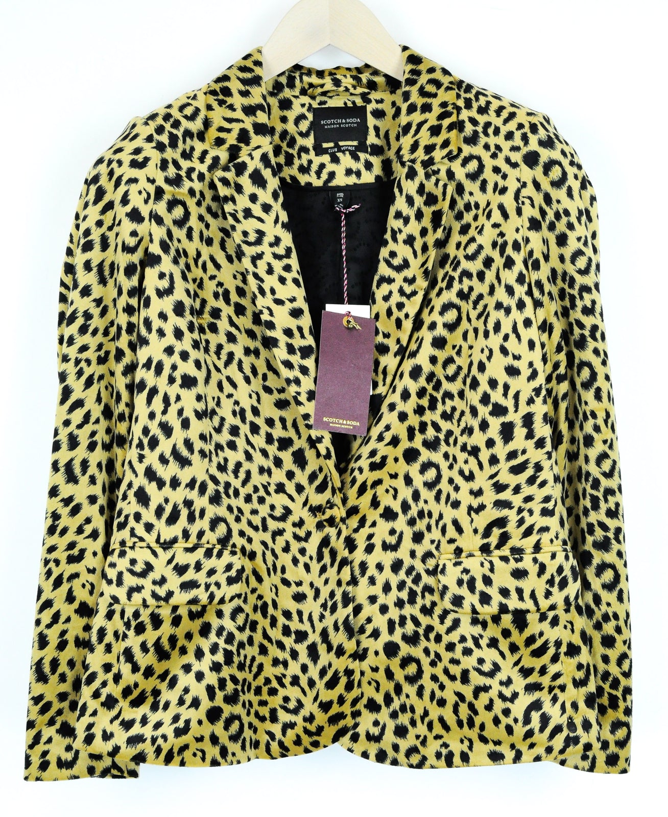 MAISON SCOTCH Women XS Brown Blazer Animal Pattern Single-Breasted RRP€170