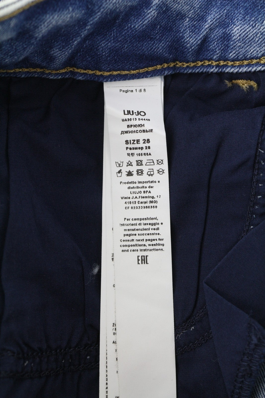 LIU JO Women Jeans W28 Skinny Fit High Waist Zipper Washed Denim Blue Pockets