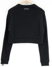 GYMSHARK Women Black Sweatshirt S Long Sleeve Cotton Cropped Pullover Fit