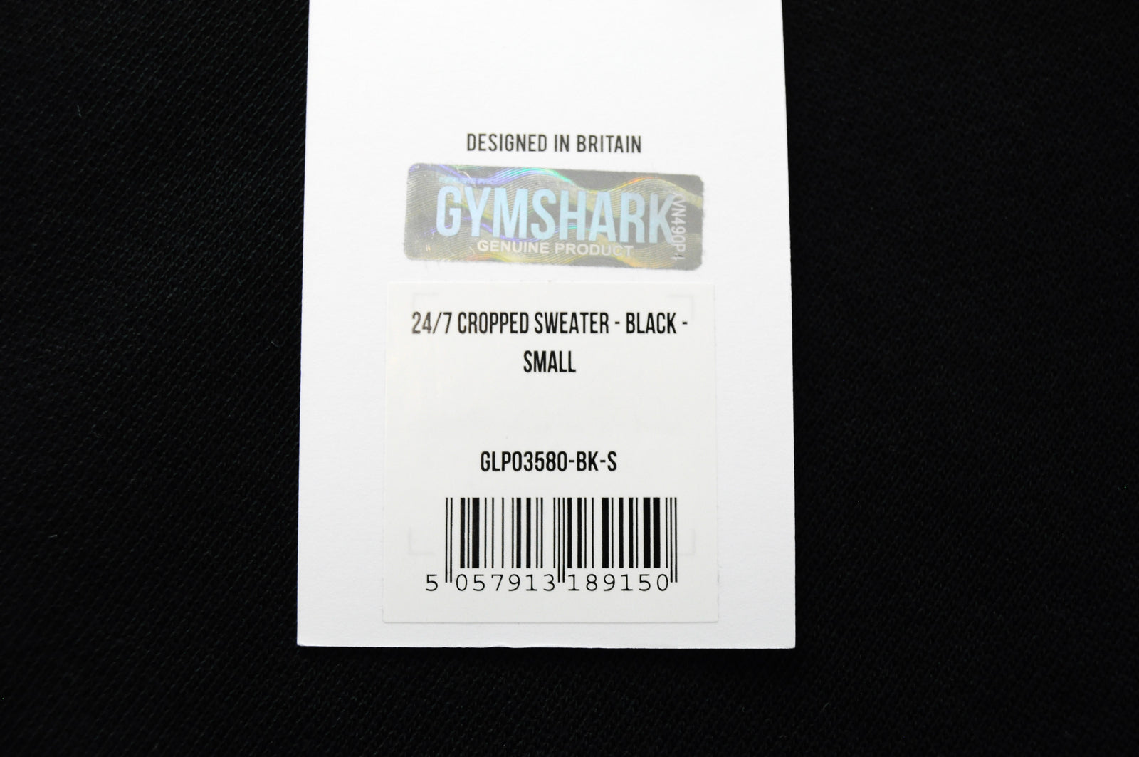 GYMSHARK Women Black Sweatshirt S Long Sleeve Cotton Cropped Pullover Fit