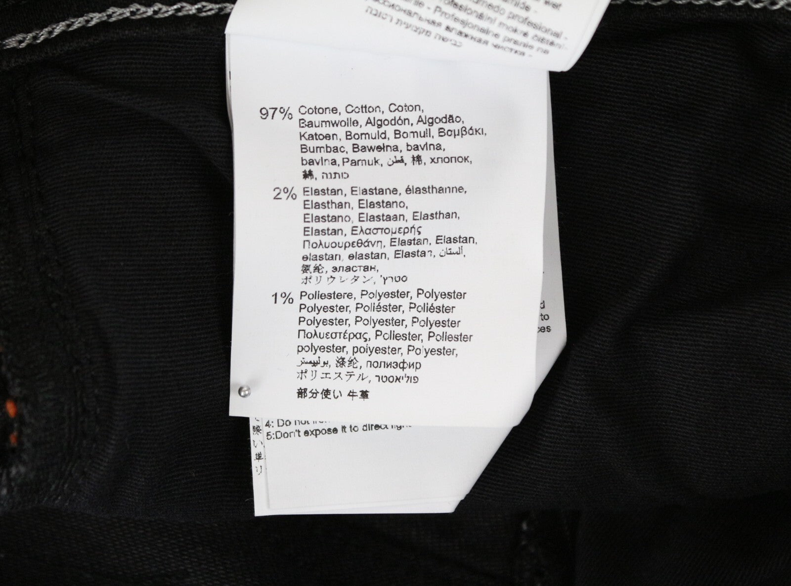 REPLAY Grover W29 L34 Straight Black Stretch Selvedge Jeans for Men