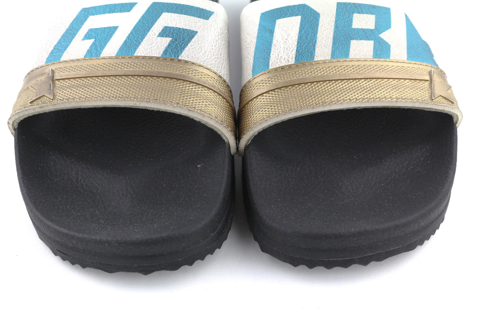 GOLDEN GOOSE Poolstar Women Slippers EU39 Black White Slip On Swimming Leisure