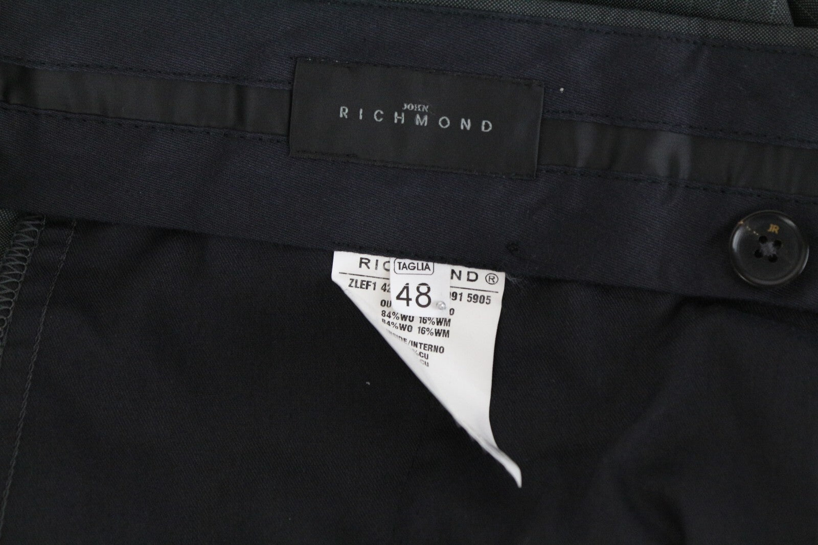 JOHN RICHMOND Trousers 48 Striped Pleated Grey Wool Mohair Men's Classic