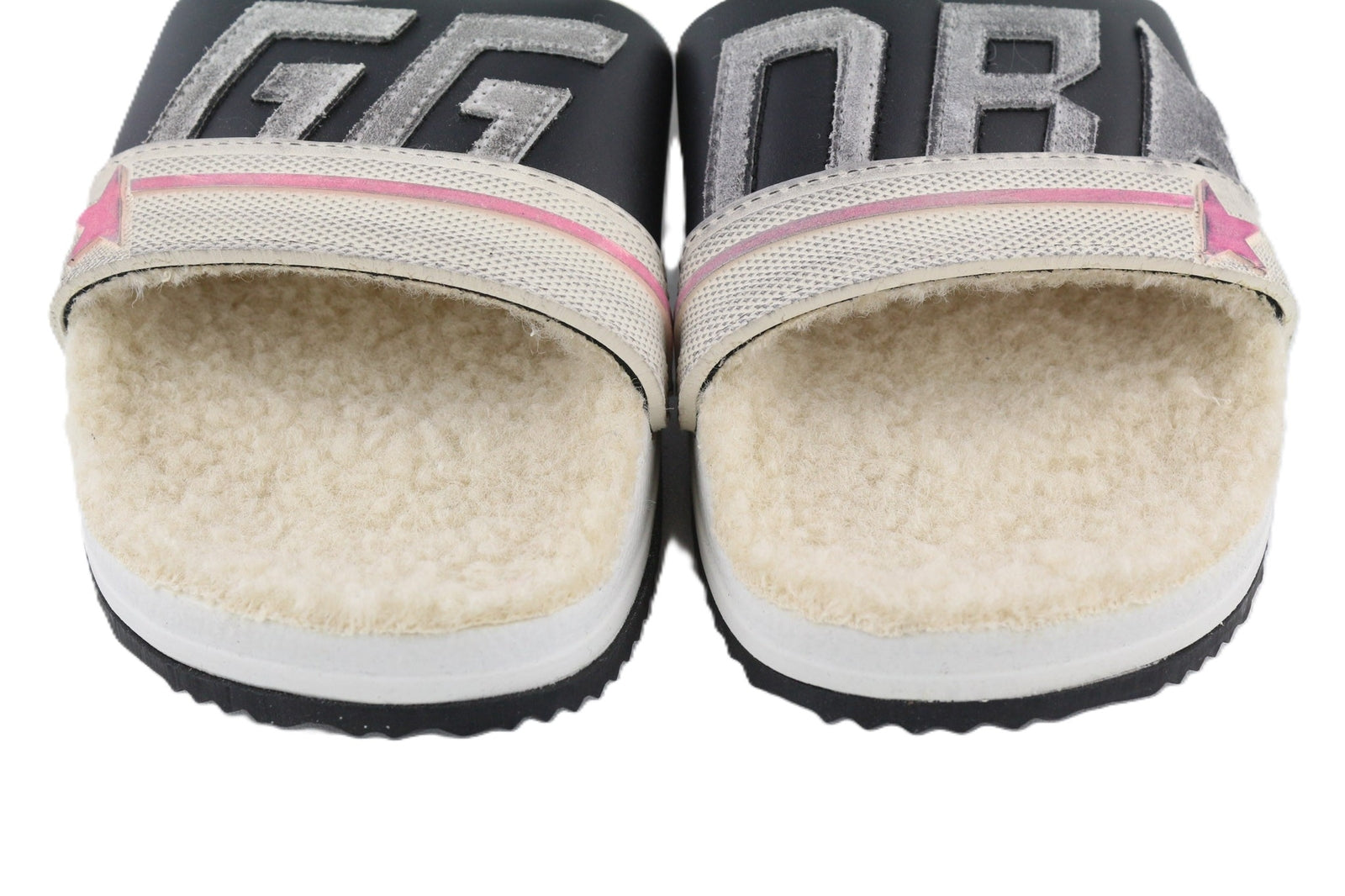 GOLDEN GOOSE Poolstar Women Slippers EU39 White Beige Faux Fur Slip On