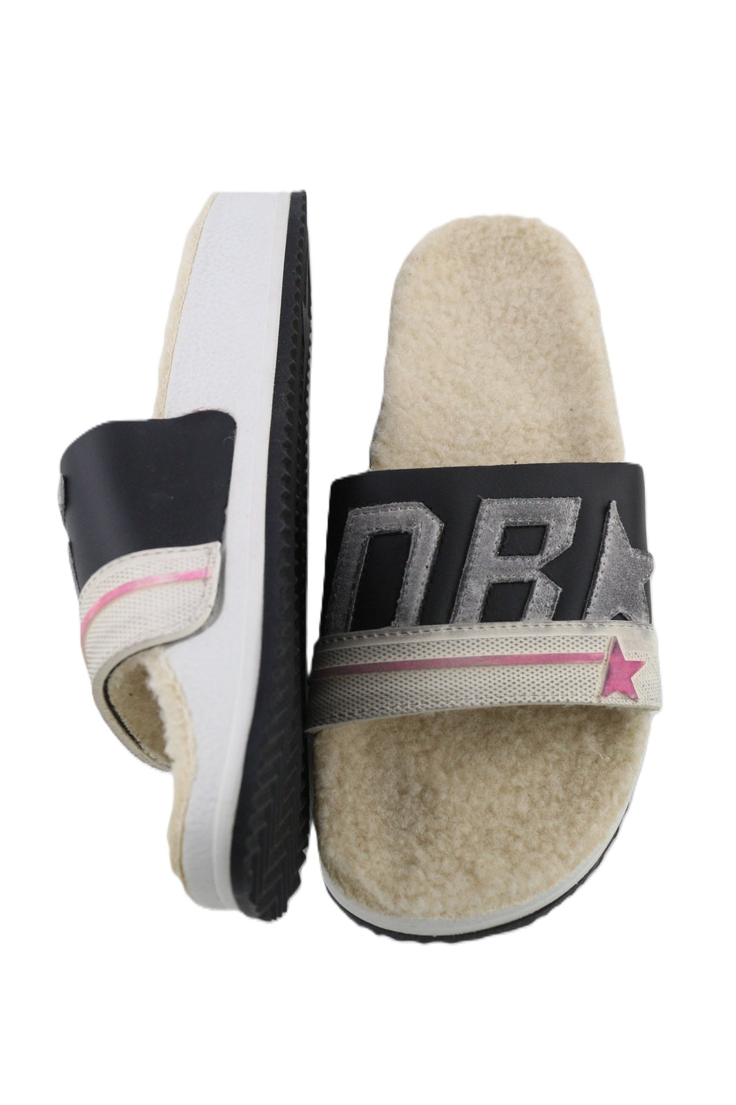 GOLDEN GOOSE Poolstar Women Slippers EU39 White Beige Faux Fur Slip On