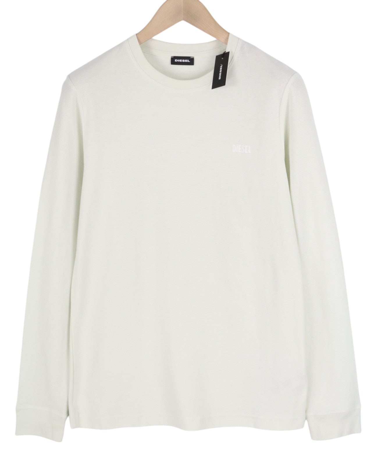 DIESEL T-Diego-Long-A-R-HD Men T-Shirt M White Pullover Long Sleeve Crew Collar