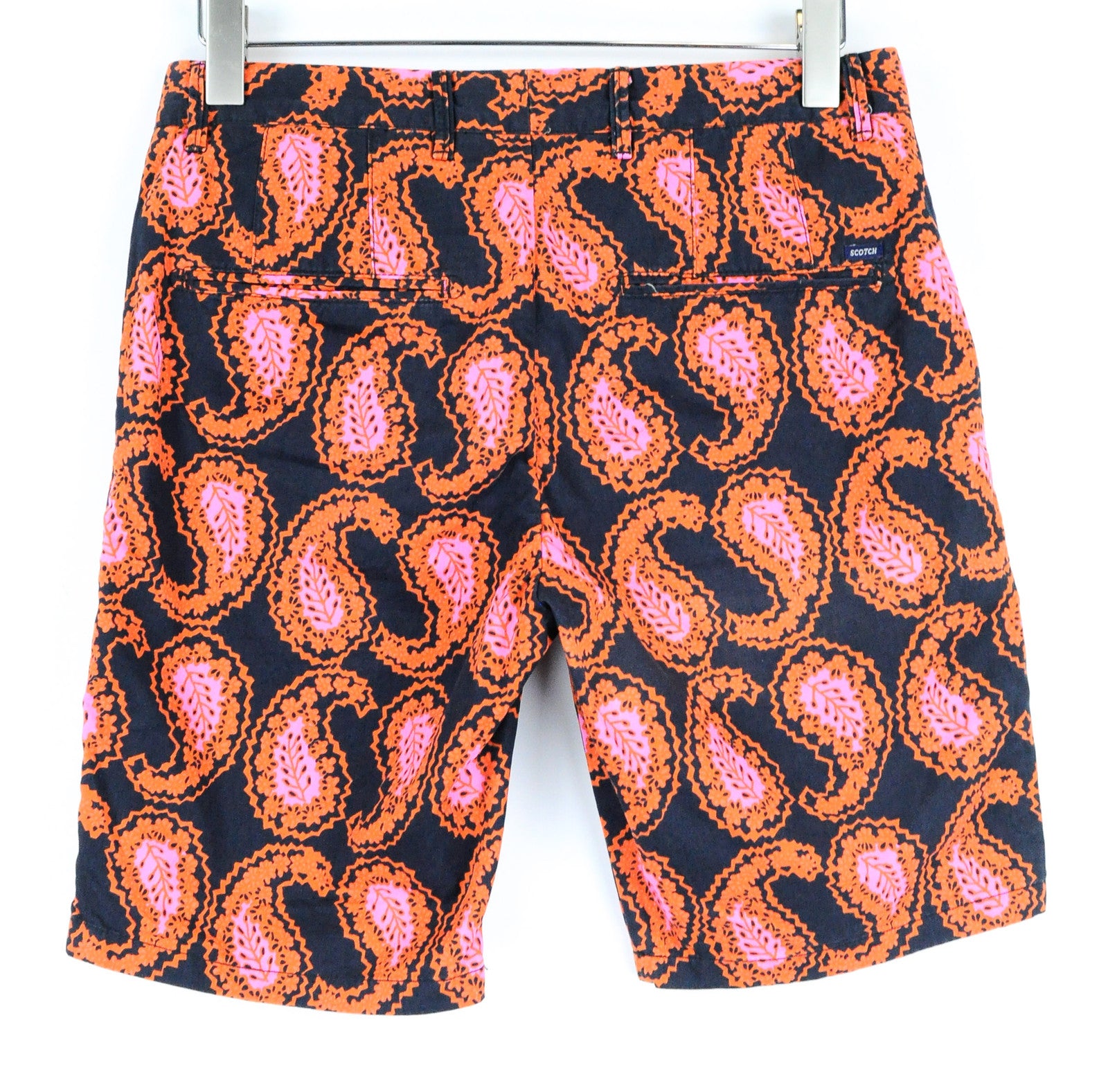 Men's SCOTCH & SODA Shorts W29 Navy Cotton Orange Paisley