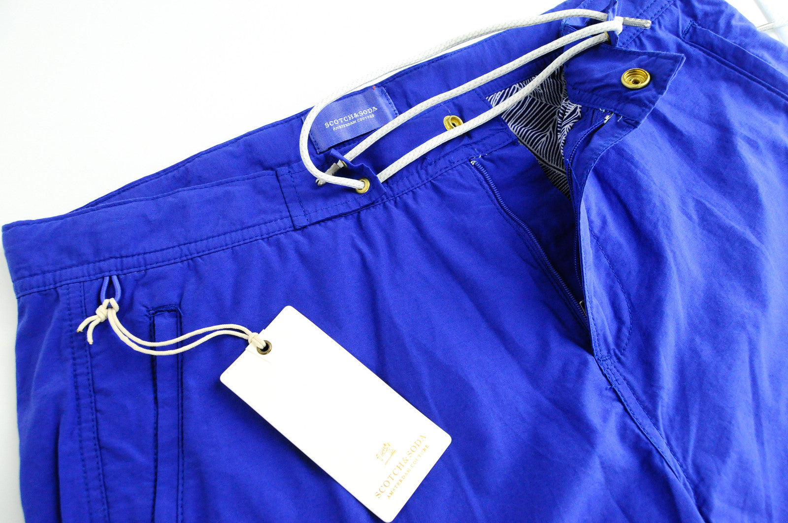 SCOTCH & SODA Men's Swimwear ~W32 Blue Beach Trunks Slit Pockets