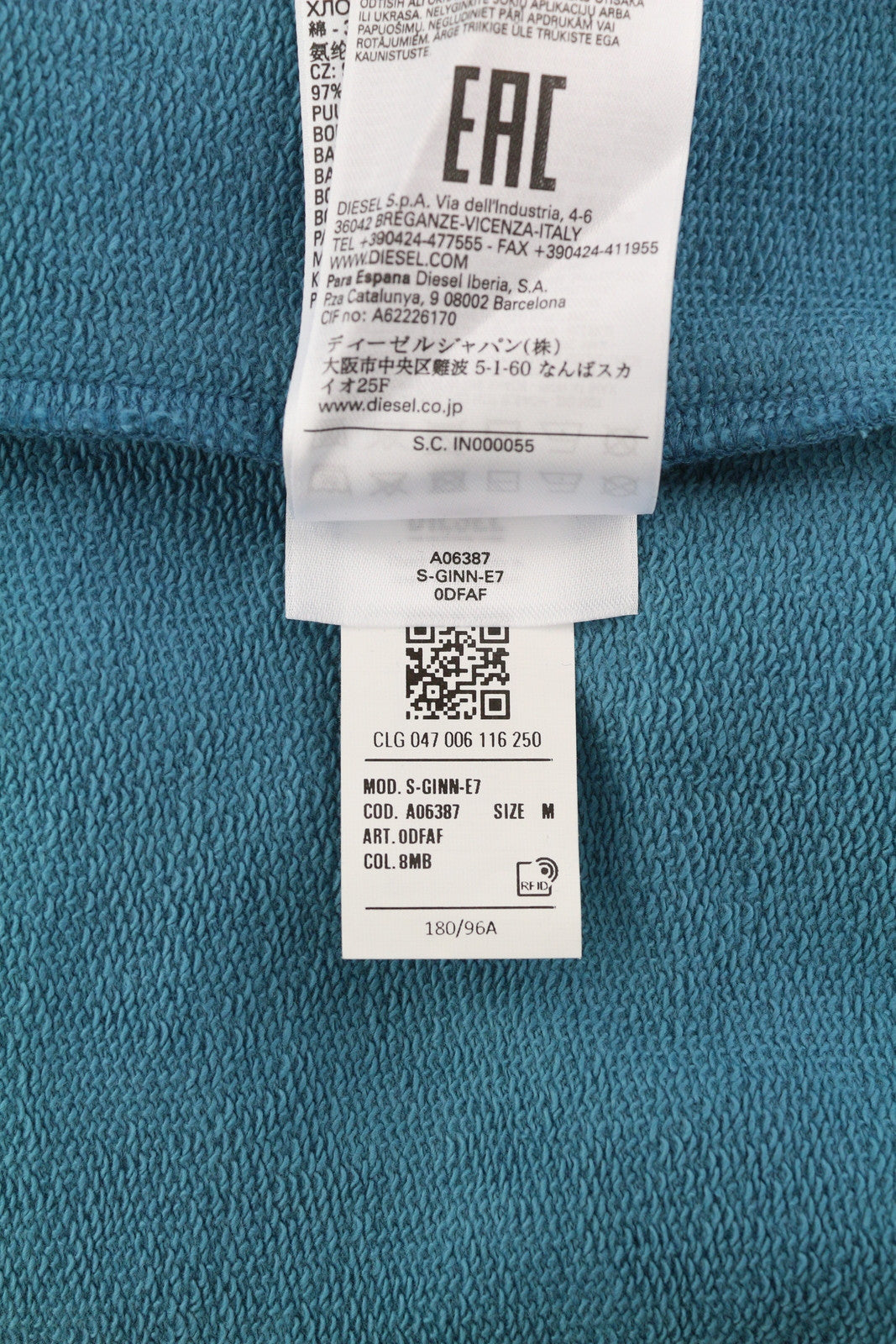 DIESEL S-Ginn-E7 Men Sweatshirt M Blue Pullover Long Sleeve Crew Collar RRP€175