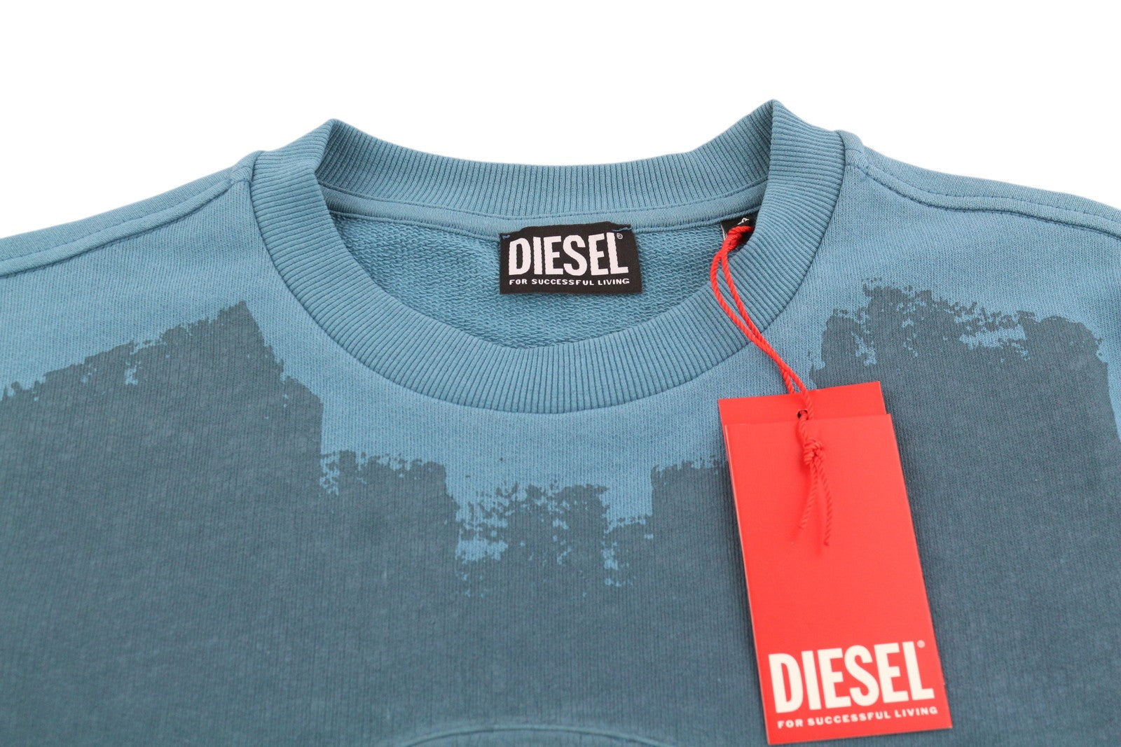 DIESEL S-Ginn-E7 Men Sweatshirt M Blue Pullover Long Sleeve Crew Collar RRP€175