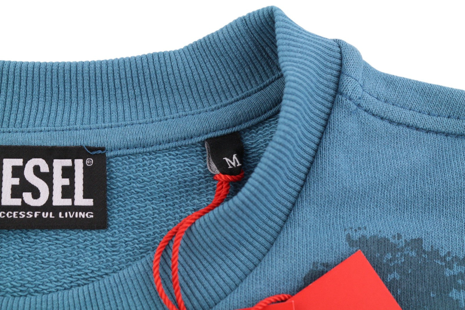 DIESEL S-Ginn-E7 Men Sweatshirt M Blue Pullover Long Sleeve Crew Collar RRP€175