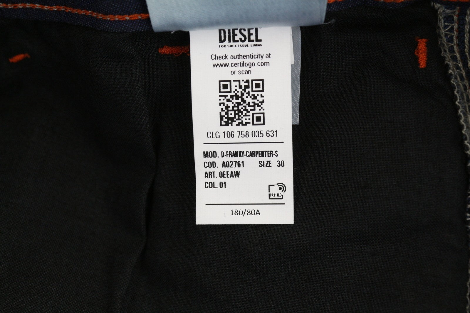 DIESEL D-Franky Carp Jogg 0EEAW Men Jeans W30 Straight Fit Stretch Zip RRP€200