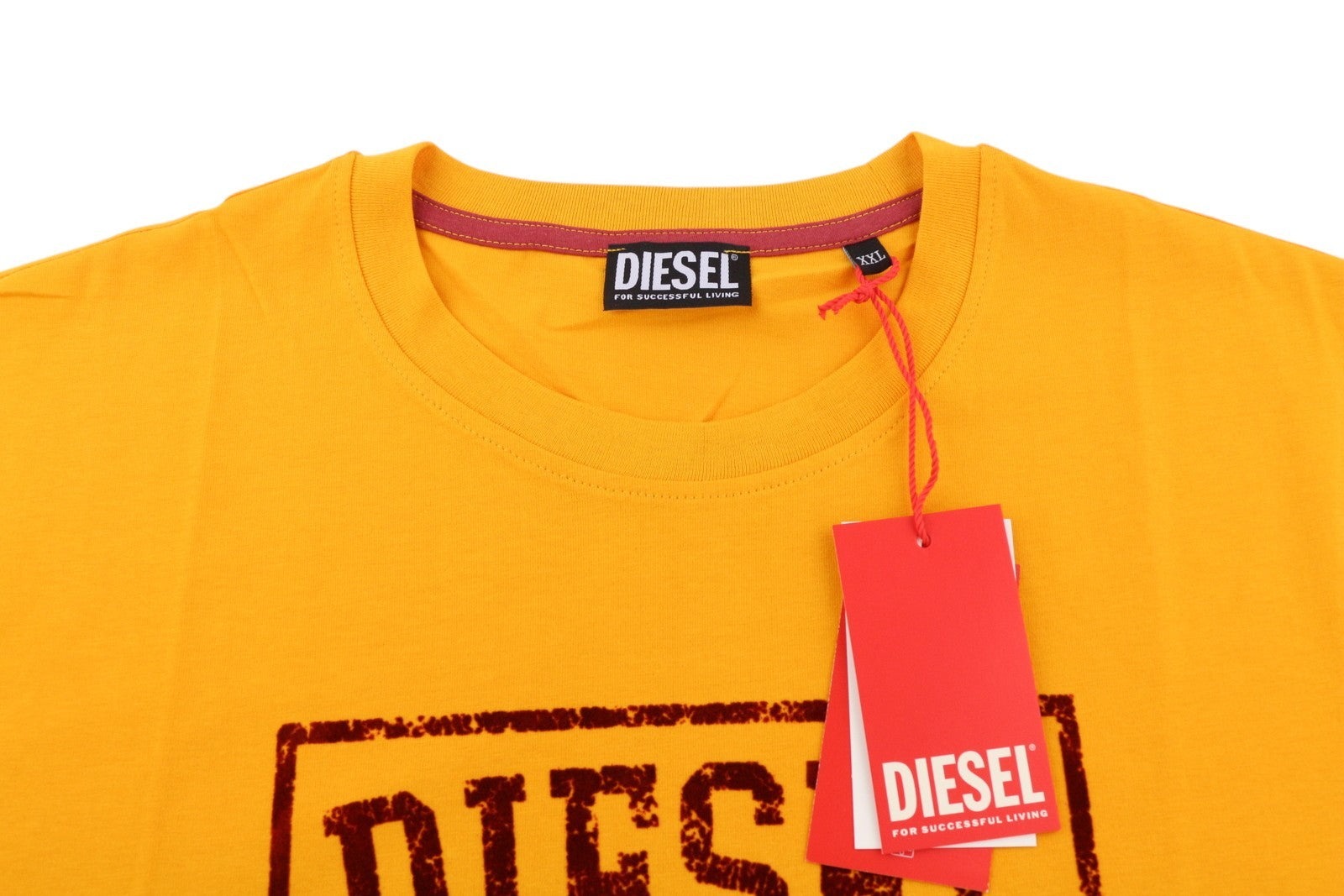 DIESEL T-Diegor-E10 Men T-Shirt 2XL Orange Short Sleeve Crew Neck Tricot Logo