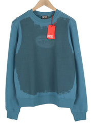 DIESEL S-Ginn-E7 Men Sweatshirt L Blue Pullover Long Sleeve Crew Collar RRP€175