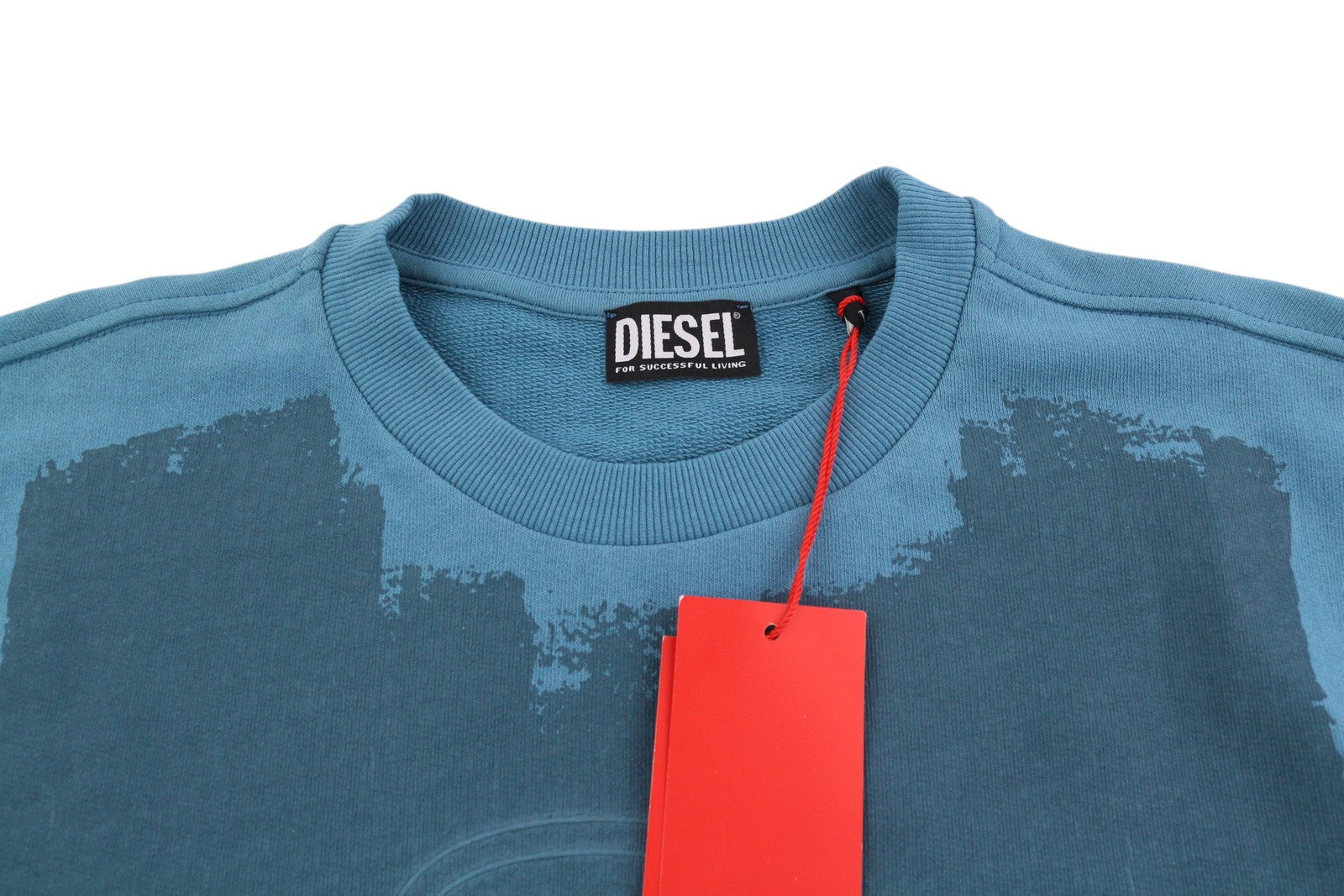 DIESEL S-Ginn-E7 Men Sweatshirt L Blue Pullover Long Sleeve Crew Collar RRP€175