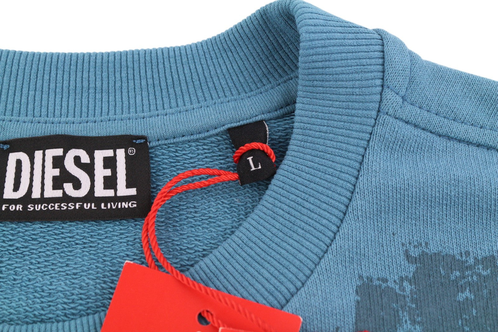 DIESEL S-Ginn-E7 Men Sweatshirt L Blue Pullover Long Sleeve Crew Collar RRP€175