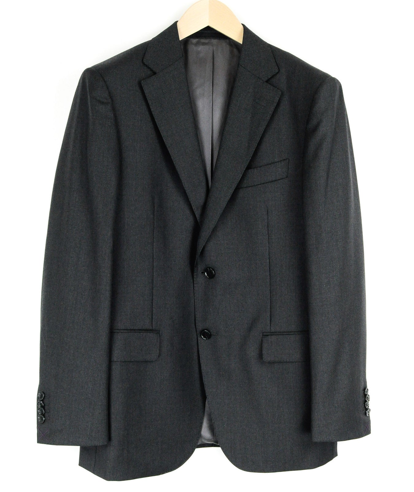 „SUITSUPPLY Napoli“ vyriškas švarkas, pilkas, dryžuotas, vilnonis, UK40R, „Super 110's Slim“ 