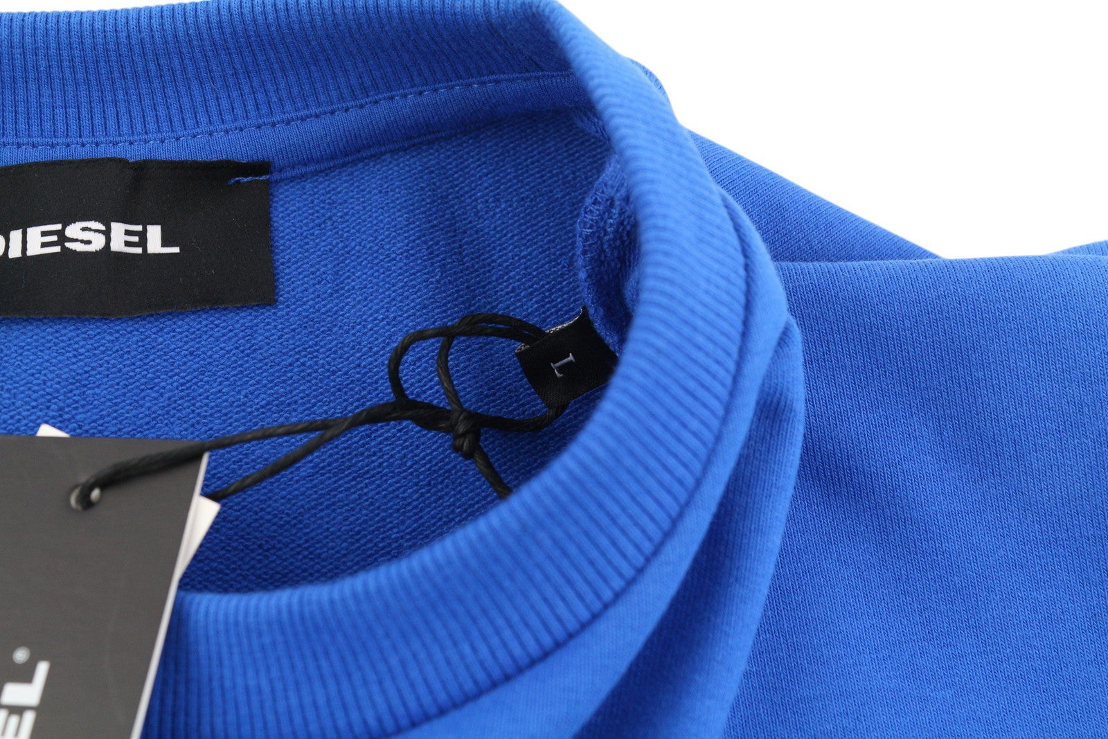 DIESEL S-Ginn-K25 Men Sweatshirt L Blue Pullover Crew Neck Front Logo RRP€125