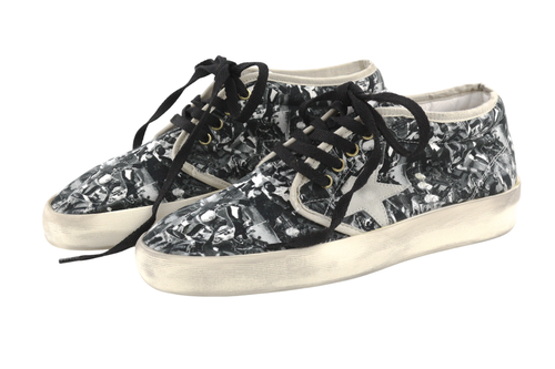 GOLDEN GOOSE High End Men Trainers EU43 Grey Patterned Aged Laced Sneakers
