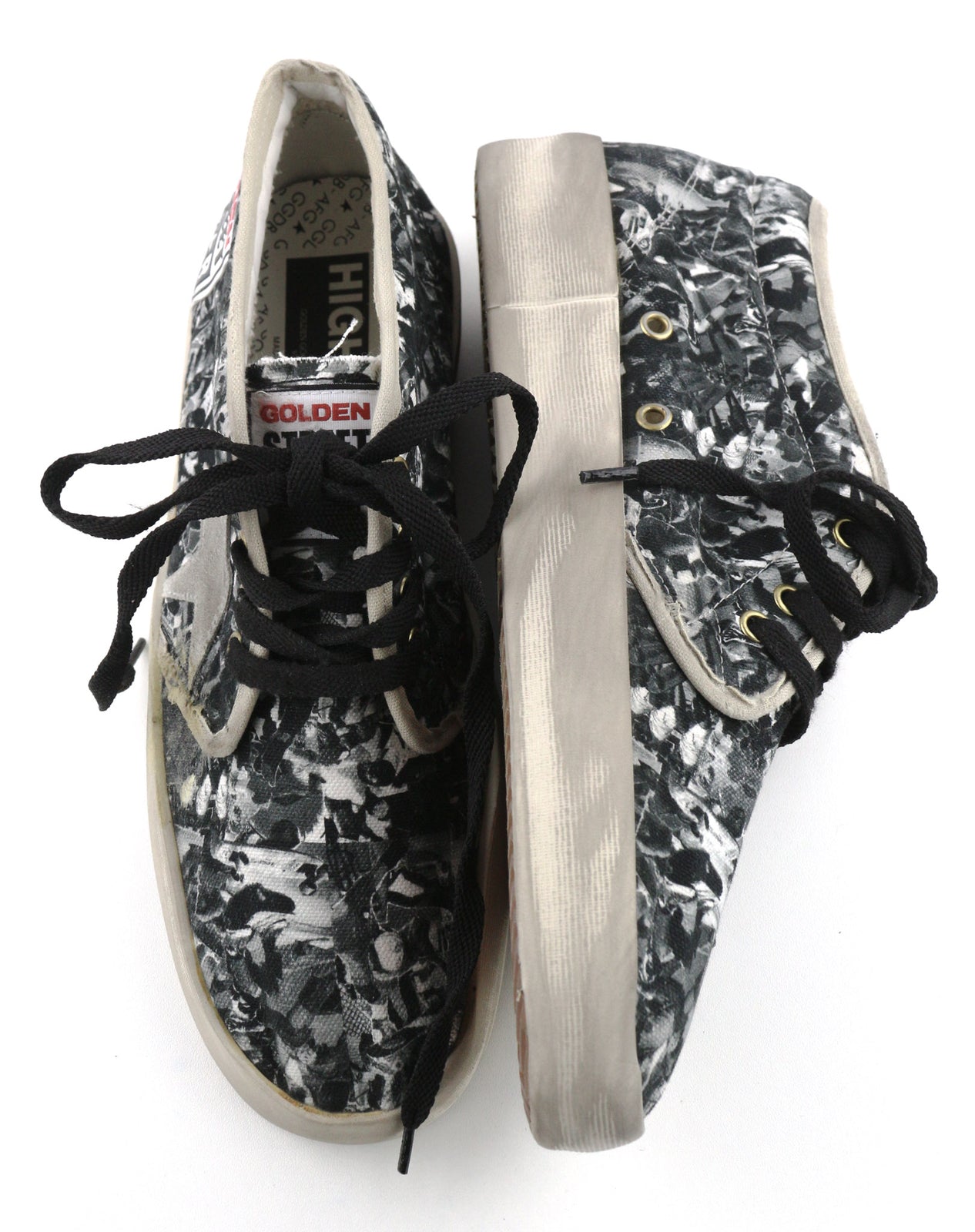 GOLDEN GOOSE High End Men Trainers EU43 Grey Patterned Aged Laced Sneakers