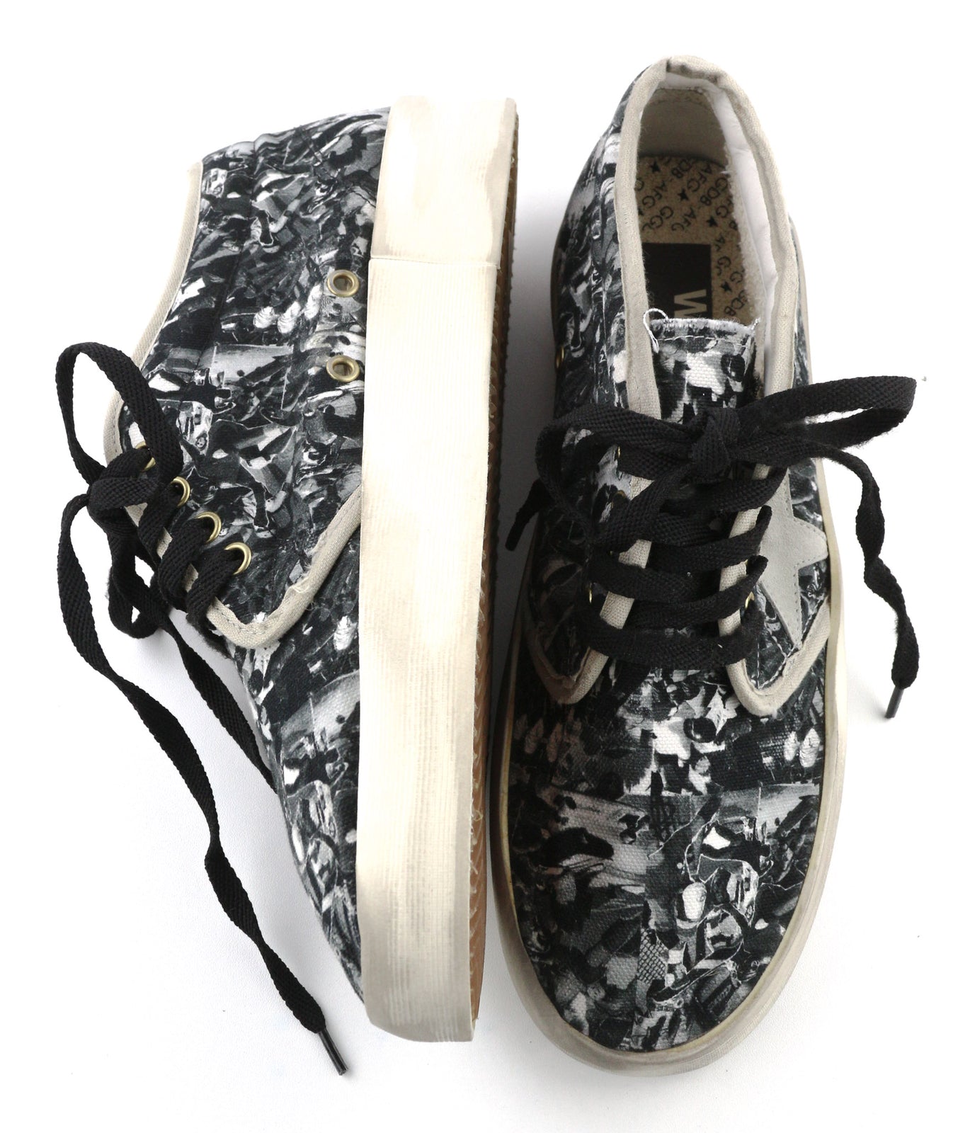 GOLDEN GOOSE High End Men Trainers EU43 Grey Patterned Aged Laced Sneakers