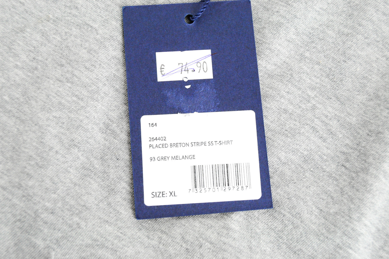 GANT Men's T-Shirt XL Grey Striped Cotton Short Sleeve Pocket