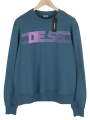 DIESEL S-Ginn-E3 Men Sweatshirt L Blue Crew Collar Pullover Long Sleeve RRP€150