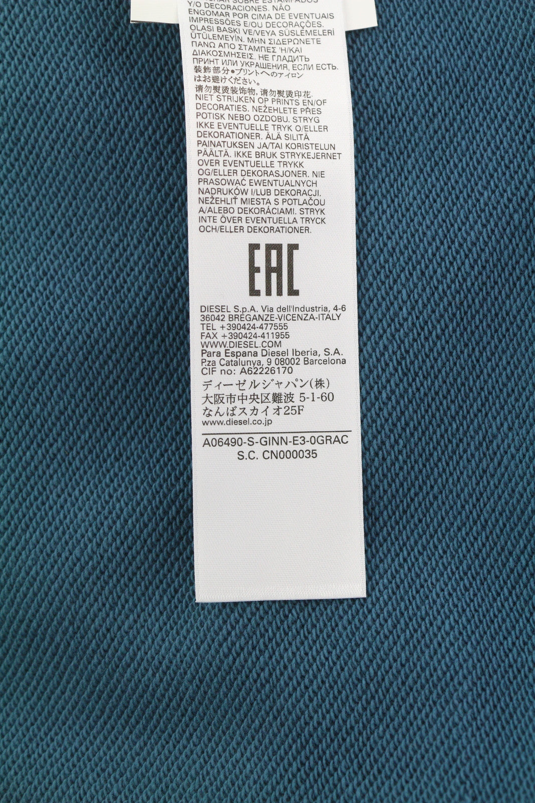 DIESEL S-Ginn-E3 Men Sweatshirt L Blue Crew Collar Pullover Long Sleeve RRP€150