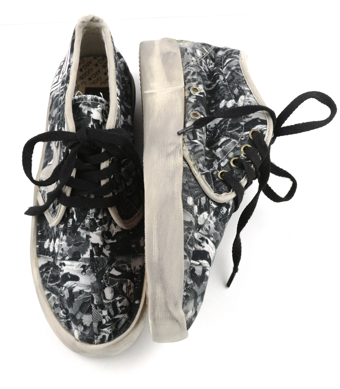 GOLDEN GOOSE Walk Men Trainers EU43 Grey Patterned Aged Laced Sneakers